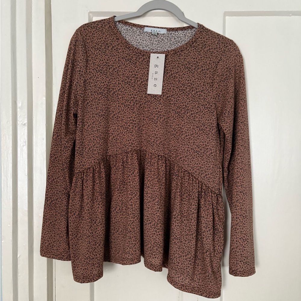 NWT Cheetah Peplum Blouse